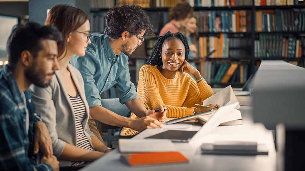 A group of students get help